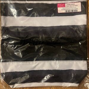 Thirty-One Black and White Striped Pouch